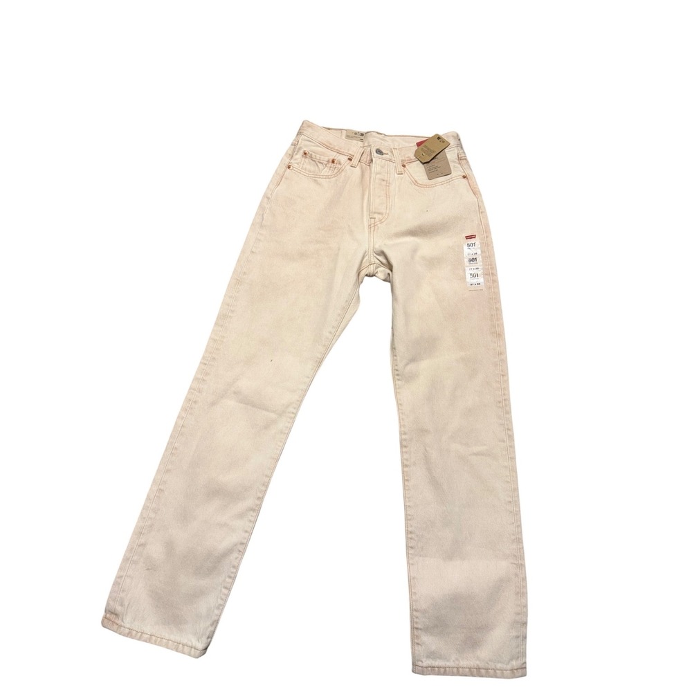 Levis 501 Original Fit Straight Leg Jeans Light Sand Peach Denim 27x30 NEW